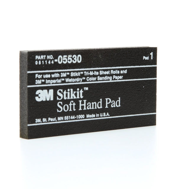 3M Stikit Soft Hand Pad, PSA, Black, 2-3/4 in x 5-1/2 in x 3/8 in (05530) (7000028351) (50 Pack)
