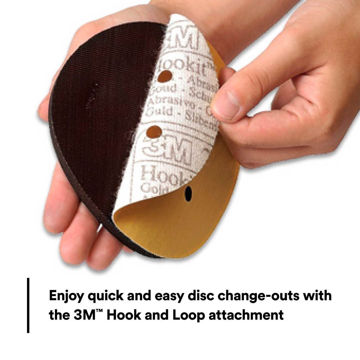 3M Hookit Hand Pad, Hook and Loop, Soft Foam Rubber, Black, 6 in, 1 in Strap (05791) (7000028382) (20 Pack) - 5