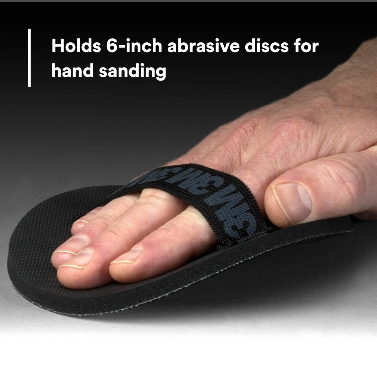 3M Hookit Hand Pad, Hook and Loop, Soft Foam Rubber, Black, 6 in, 1 in Strap (05791) (7000028382) (20 Pack) - 6