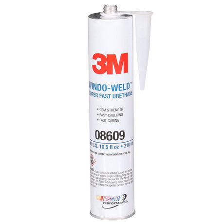3M 08609 Super Fast Urethane Windshield Adhesive, Black, 10.5 fl oz (310 mL) Cartridge, One-Part Auto Glass Sealant (7000028403) (12 Pack)