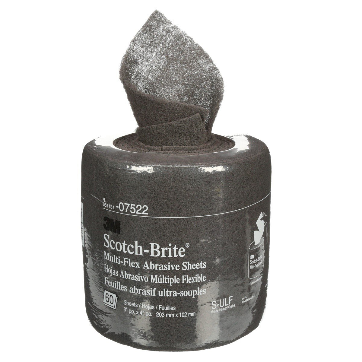 3M Scotch-Brite Multi-Flex Sheet Roll, MX-SR, SiC Ultra Fine, Gray, 8 in x 20 ft, 60 Sheets/Roll (7000028496) (4 Pack)