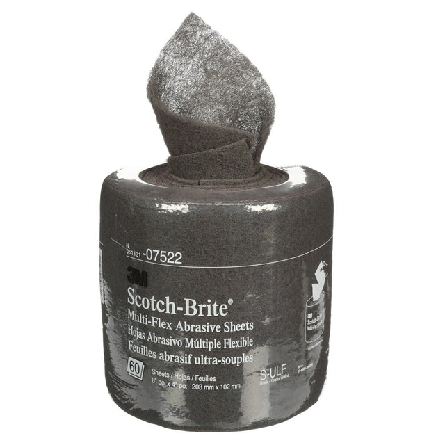 3M Scotch-Brite Multi-Flex Sheet Roll, MX-SR, SiC Ultra Fine, Gray, 8 in x 20 ft, 60 Sheets/Roll (7000028496) (4 Pack)