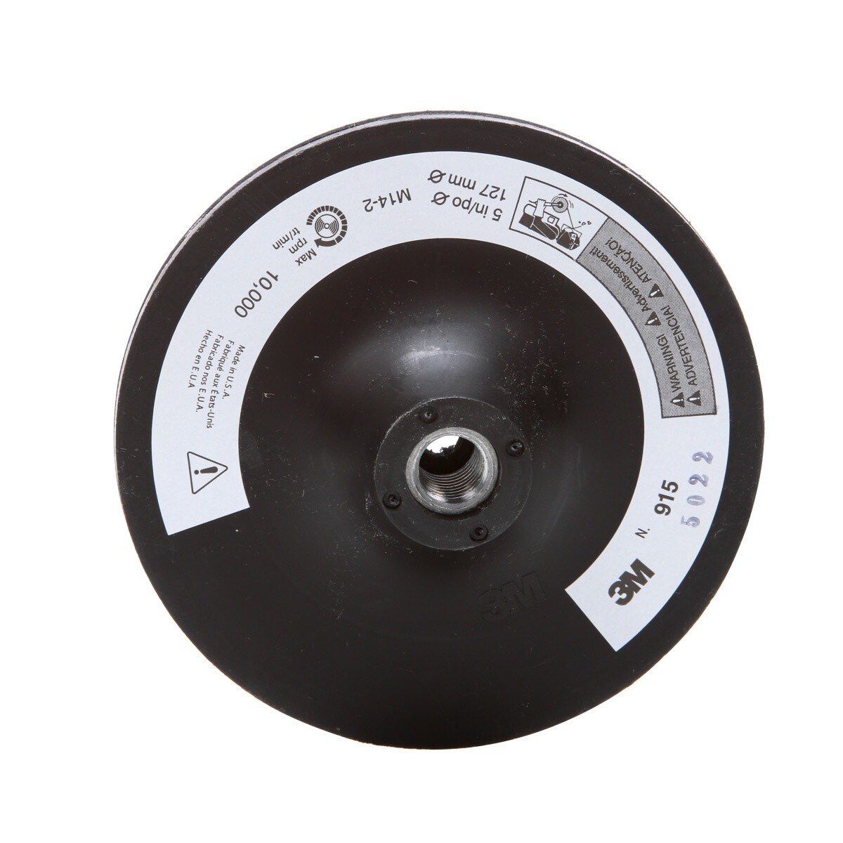 3M 05681 Disc Pad Holder 915 Hook and Loop Back up Pad for Grinding 5 in x 1/8 in x 3/8 in M14-2.0 Internal (7000028500)