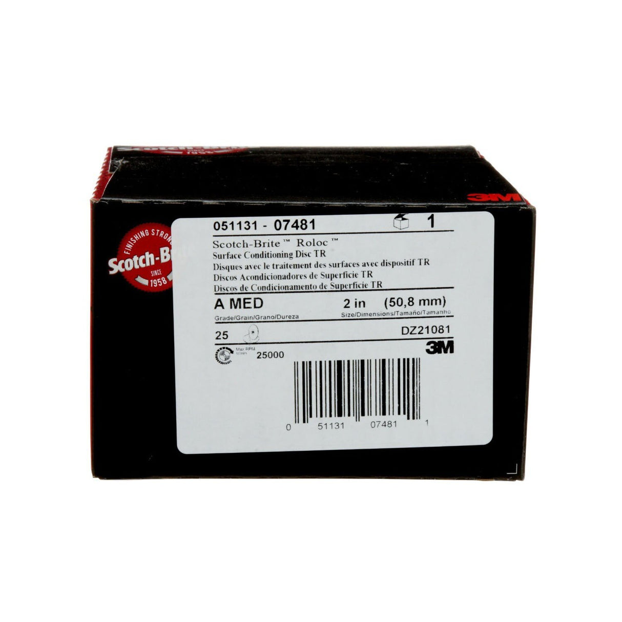 3M SC-DR 07481 Scotch-Brite Roloc Surface Conditioning Disc, TR, A/O Medium, Maroon, 2 in (7000028506) (25 Pack) - 7