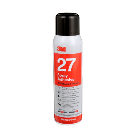 3M 27 Multi-Purpose Spray Adhesive, Clear, 16 fl oz Can Net Wt 13.05 oz (7000028596) (Case of 12) (12 Pack)