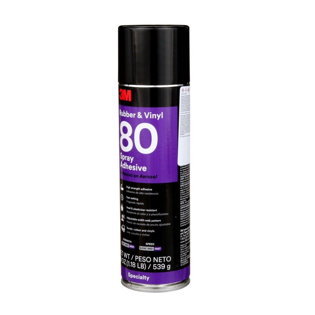 3M 80 Rubber and Vinyl Spray Adhesive Yellow, 24 fl oz Can, Net Wt 19 oz (82618) (7000028604) (6 Pack) - 2