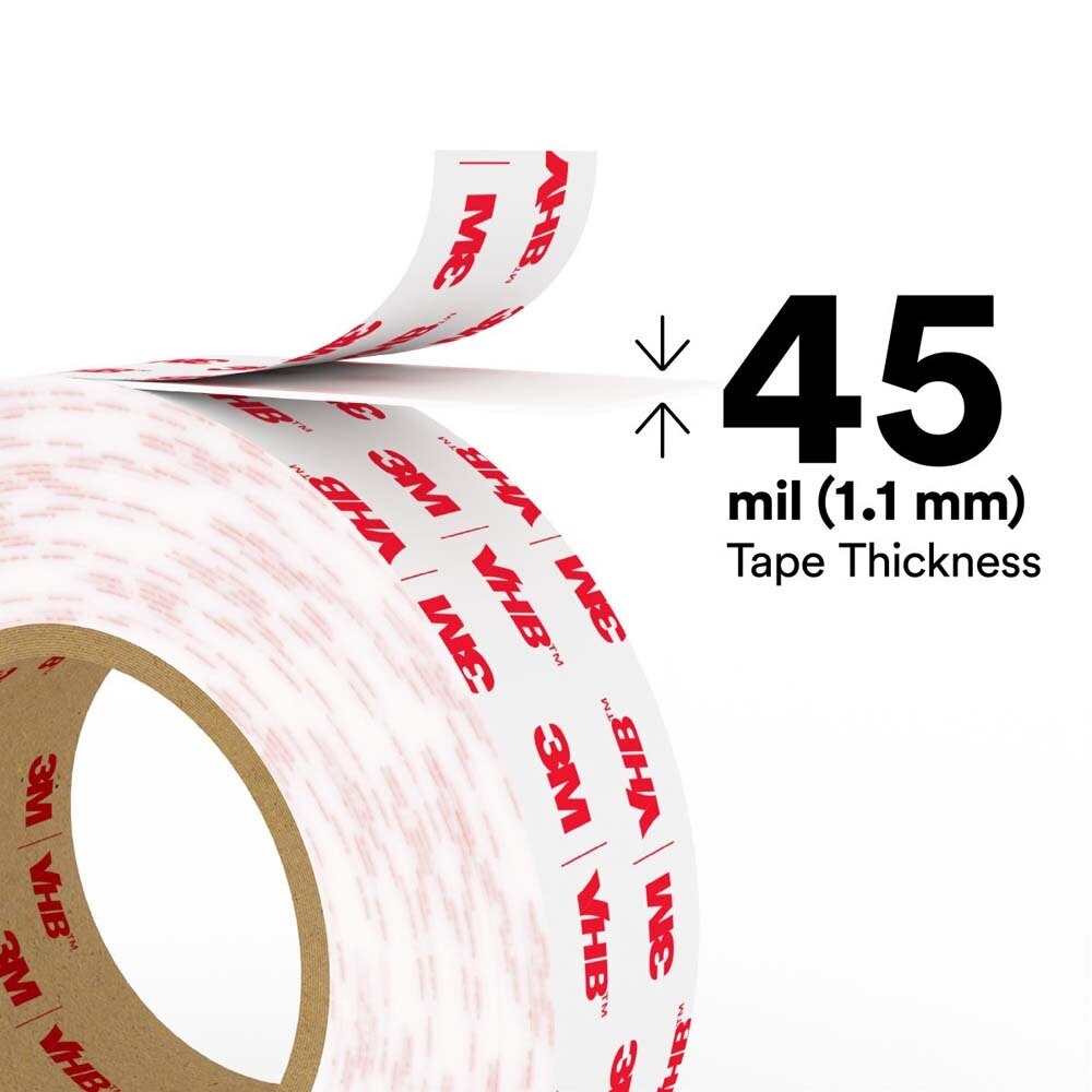 3M 7000028871 VHB Tape 4950 White, Mounting Tape 1 in x 36 yd 45.0 mil (9 Pack) - 4