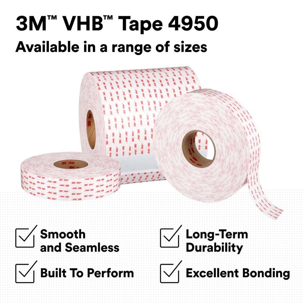 3M 4950 VHB Tape White, Mounting Tape 1 in x 36 yd 45.0 mil (7000028871) (9 Pack) - 6