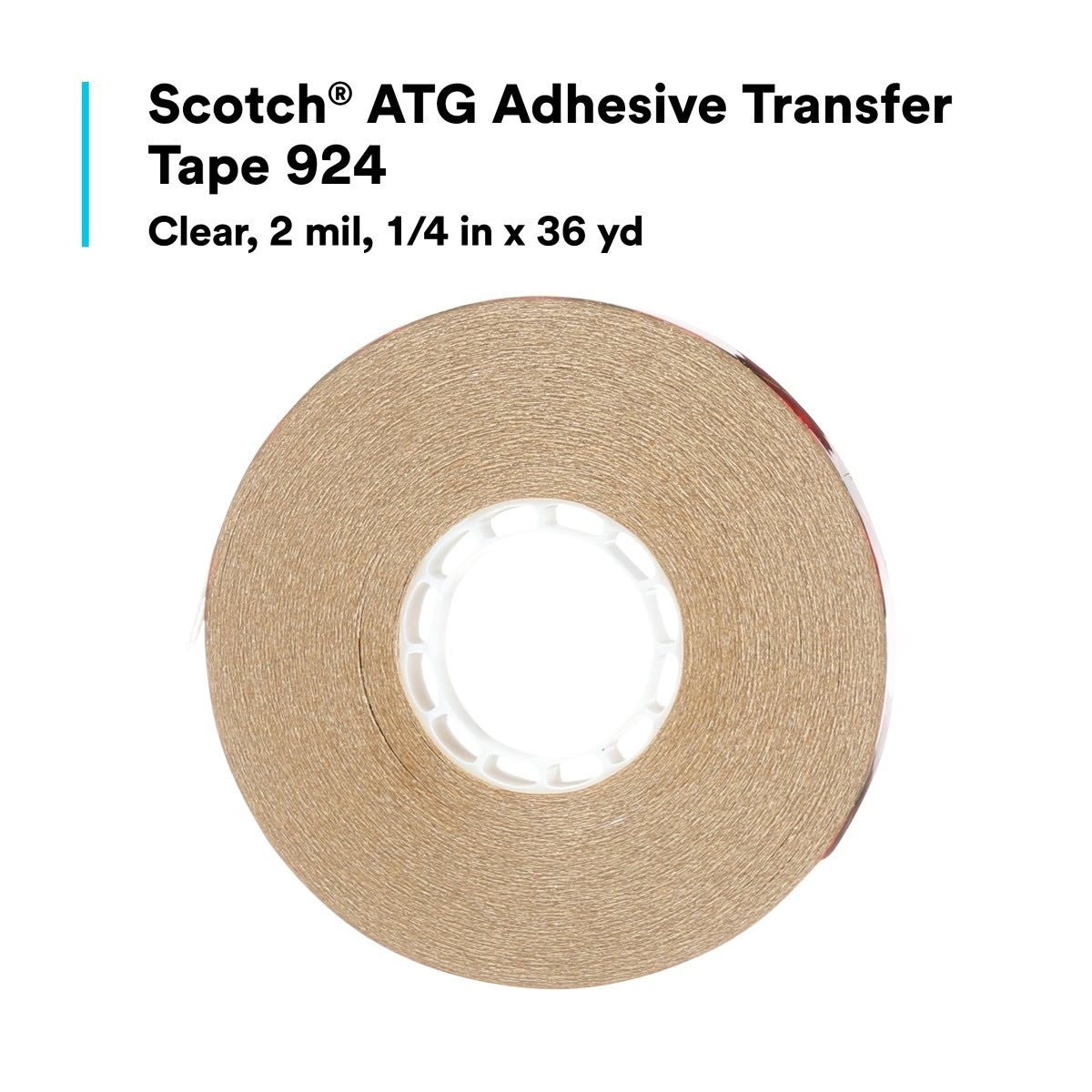 3M 924 Scotch ATG Adhesive Transfer Tape, Clear, 1/4 in x 36 yd, 2 mil (7000028880) (72 Pack) - 5