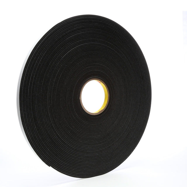 3M 4718 Vinyl Foam Tape, Black, 1/2 in x 36 yd, 125 mil (7000028881) (18 Pack)
