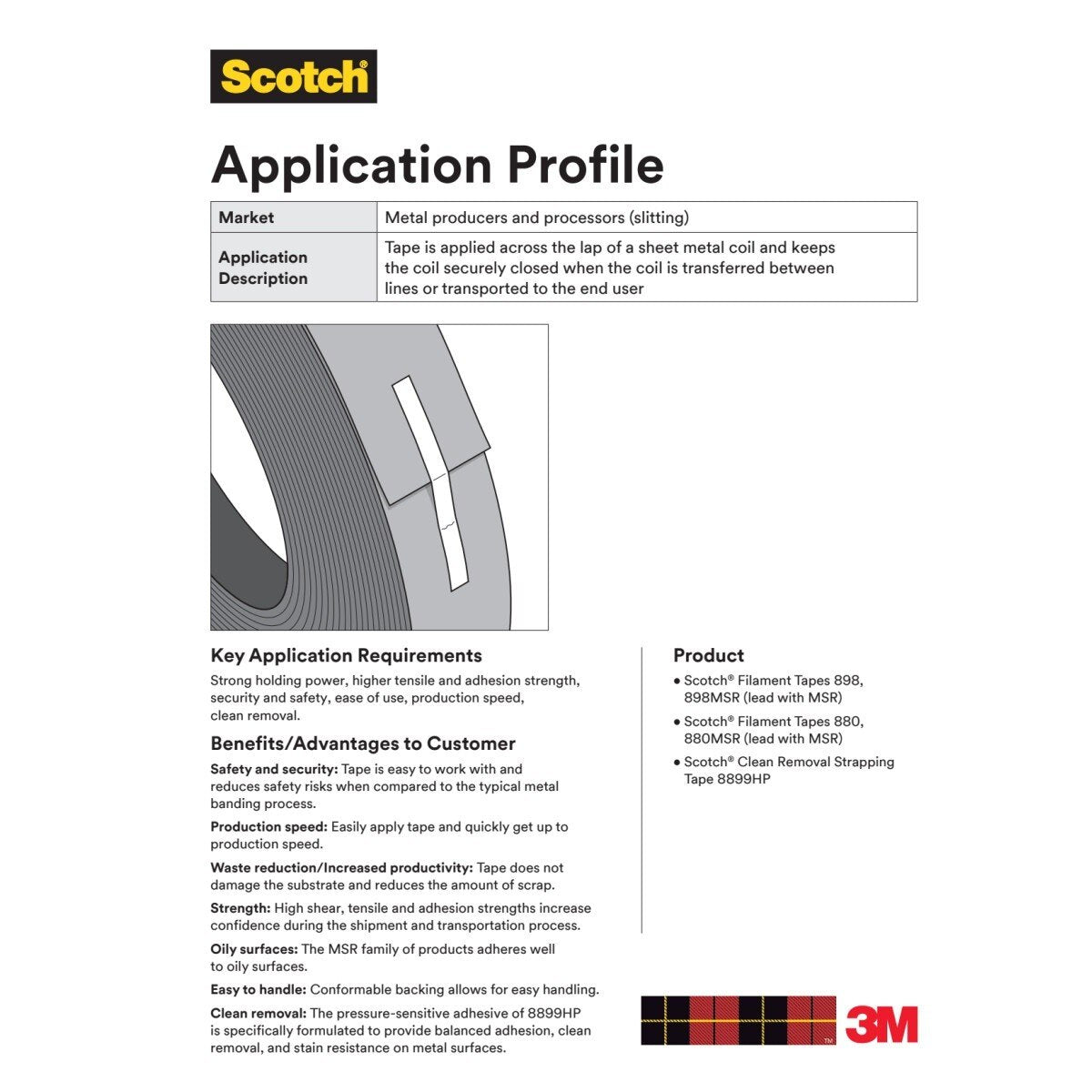 3M 898 Scotch Filament Tape, Clear, 18 mm x 55 m, 6.6 mil (7000028930) (48 Pack) - 5