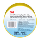 3M 764 General Purpose Vinyl Tape Yellow 2 in x 36 yd 5 mil Light Traffic Floor Marking and Color Coding (7000028954) - 7
