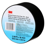 3M 764 General Purpose Vinyl Tape, Black, 2 in x 36 yd, 5 mil, Floor Marking, Color Coding, Bundling (7000028962) (24 Pack) - 9