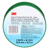 3M 764 General Purpose Vinyl Tape Green 2 in x 36 yd 5 mil Floor Marking Color Coding (7000028964) (24 Pack) - 9