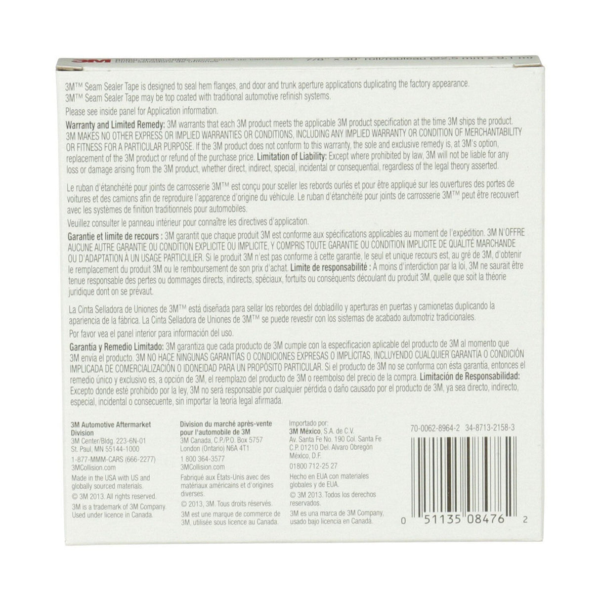 3M Seam Sealer Tape Roll, Rubber Backed, Solvent Activated Adhesive, 7/8 in x 30 ft (08476) (7000028970) (12 Pack) - 8