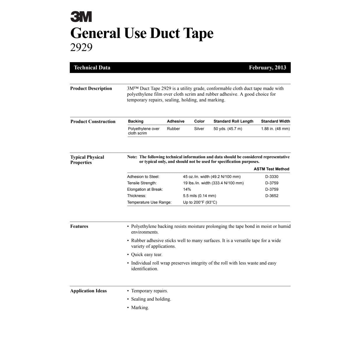3M 2929 General Use Duct Tape, Silver, 1.88 in x 50 yd, 5.5 mil, Individually Wrapped (7000029030) (24 Pack) - 7