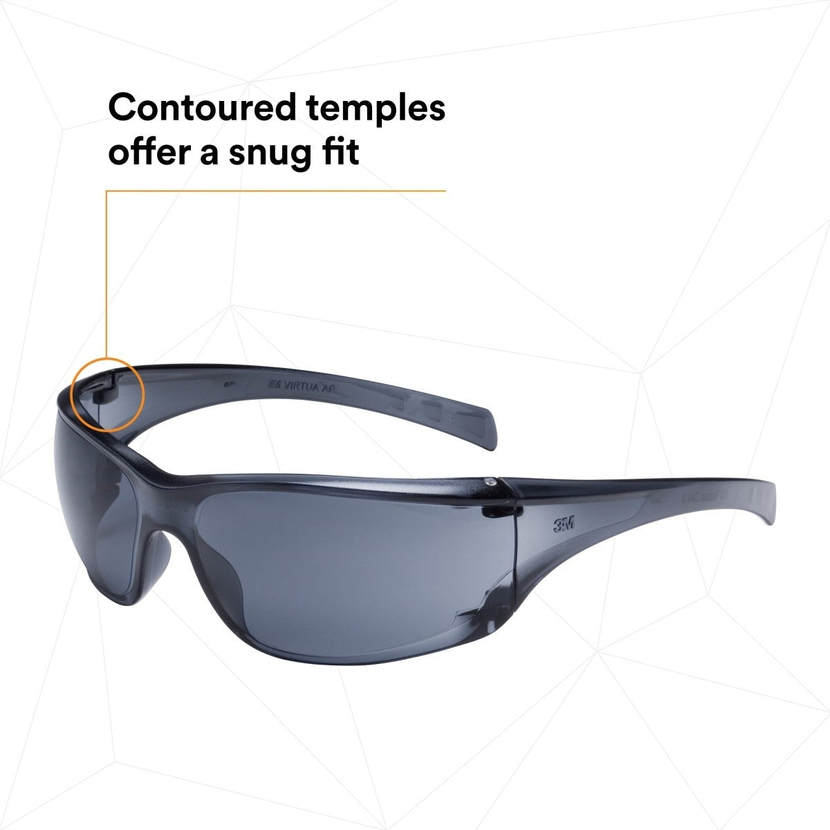 3M 11815-00000-20 Virtua AP Protective Safety Glasses, Gray Hard Coat Anti-scratch Lens, Gray Frame, Polycarbonate, 99.9 Percent UV (7000030050) (20 Pack) - 5