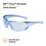 3M 11816-00000-20 Virtua Protective Eyewear, Light Blue Hard Coat Anti-Scratch Polycarbonate Lens, Blue Frame, Side Shields, ANSI Z87.1-2015, CSA Z94.3, 99.9% UV (7000030051) (20 Pack) - 2
