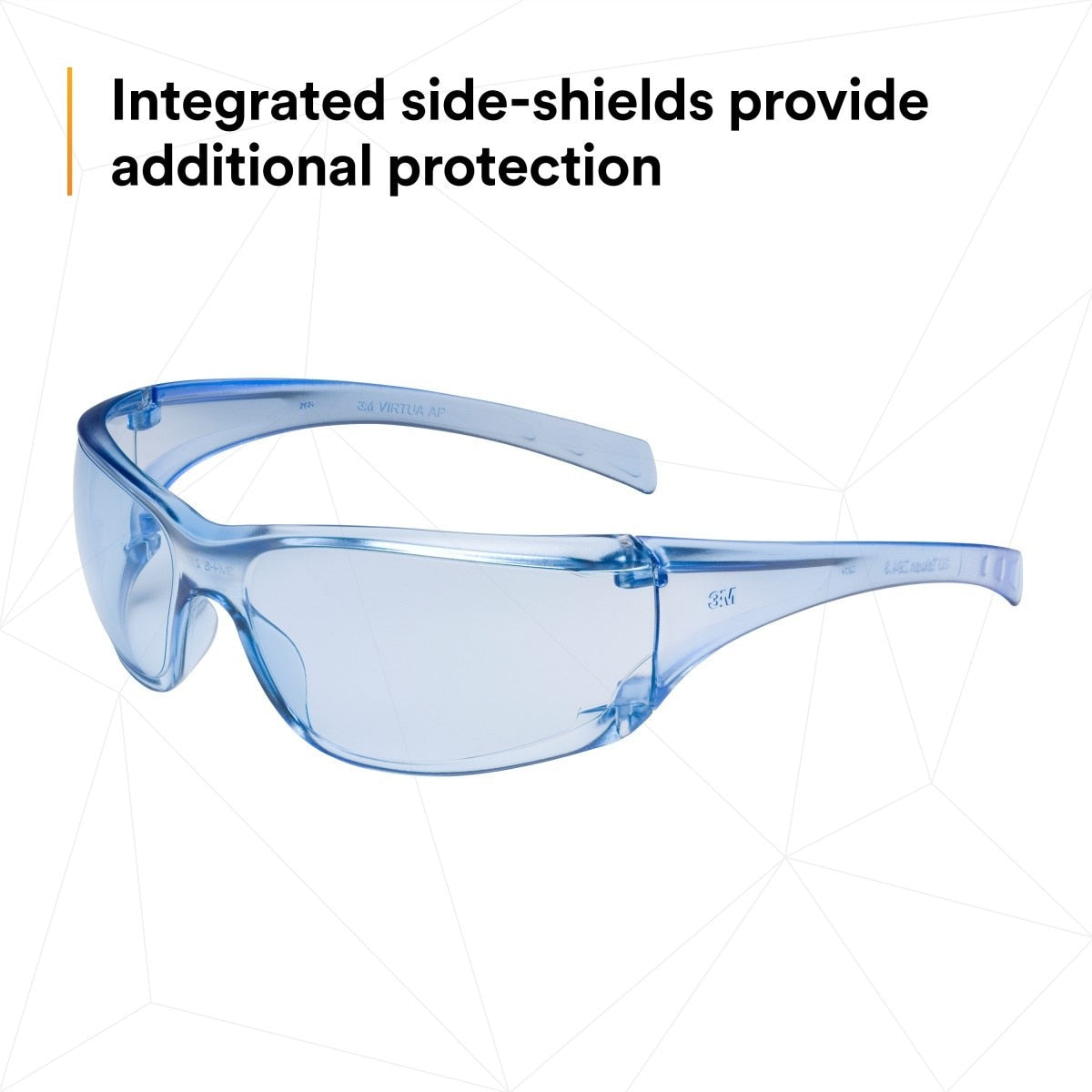 3M 11816-00000-20 Virtua Protective Eyewear, Light Blue Hard Coat Anti-Scratch Polycarbonate Lens, Blue Frame, Side Shields, ANSI Z87.1-2015, CSA Z94.3, 99.9% UV (7000030051) (20 Pack) - 3