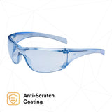 3M 11816-00000-20 Virtua Protective Eyewear, Light Blue Hard Coat Anti-Scratch Polycarbonate Lens, Blue Frame, Side Shields, ANSI Z87.1-2015, CSA Z94.3, 99.9% UV (7000030051) (20 Pack) - 4