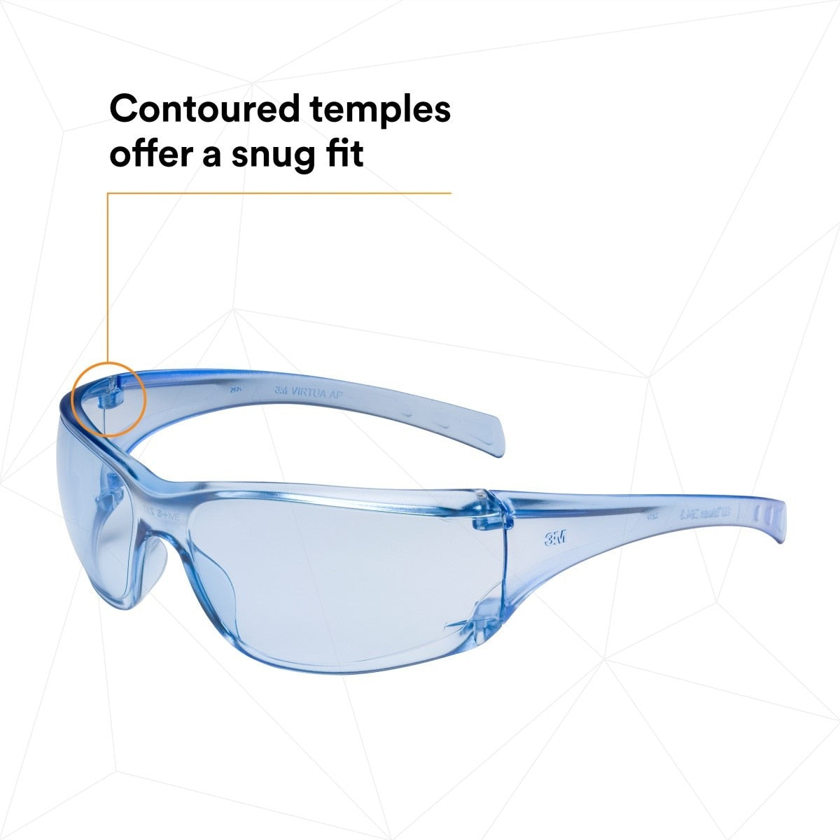 3M 11816-00000-20 Virtua Protective Eyewear, Light Blue Hard Coat Anti-Scratch Polycarbonate Lens, Blue Frame, Side Shields, ANSI Z87.1-2015, CSA Z94.3, 99.9% UV (7000030051) (20 Pack) - 5