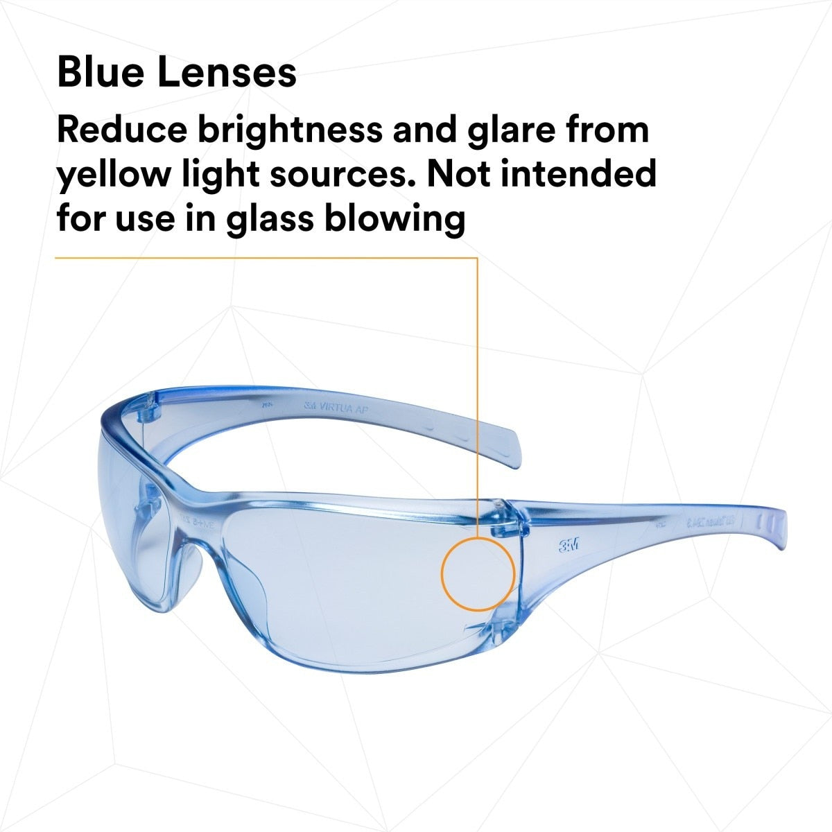 3M 11816-00000-20 Virtua Protective Eyewear, Light Blue Hard Coat Anti-Scratch Polycarbonate Lens, Blue Frame, Side Shields, ANSI Z87.1-2015, CSA Z94.3, 99.9% UV (7000030051) (20 Pack) - 6