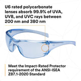 3M 11816-00000-20 Virtua Protective Eyewear, Light Blue Hard Coat Anti-Scratch Polycarbonate Lens, Blue Frame, Side Shields, ANSI Z87.1-2015, CSA Z94.3, 99.9% UV (7000030051) (20 Pack) - 7