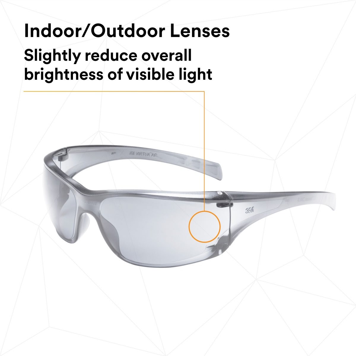 3M 11847-00000-20 Virtua AP Protective Safety Glasses, Indoor Outdoor Mirror Lens, Light Gray Frame (7000030055) (20 Pack) - 6