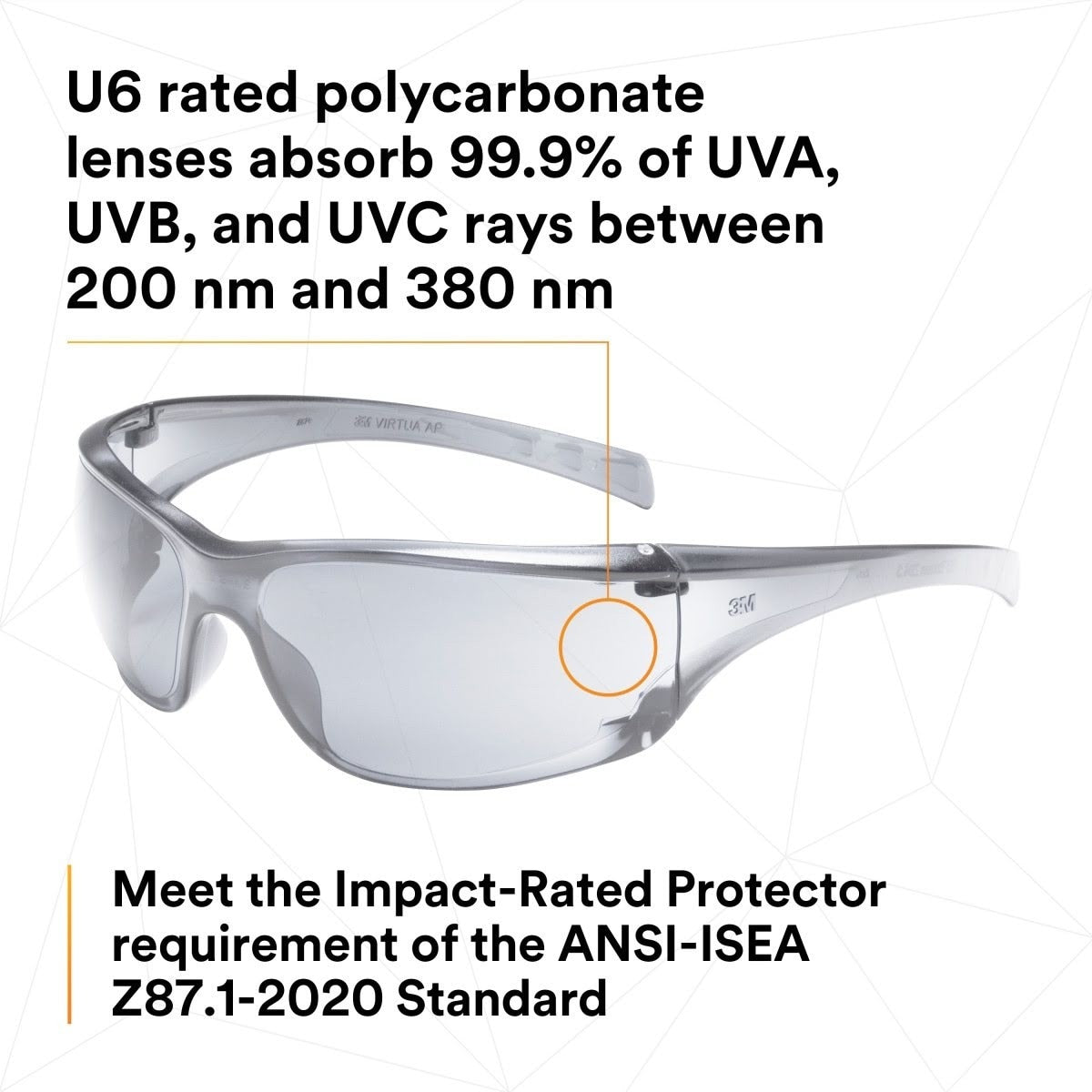 3M 11847-00000-20 Virtua AP Protective Safety Glasses, Indoor Outdoor Mirror Lens, Light Gray Frame (7000030055) (20 Pack) - 7