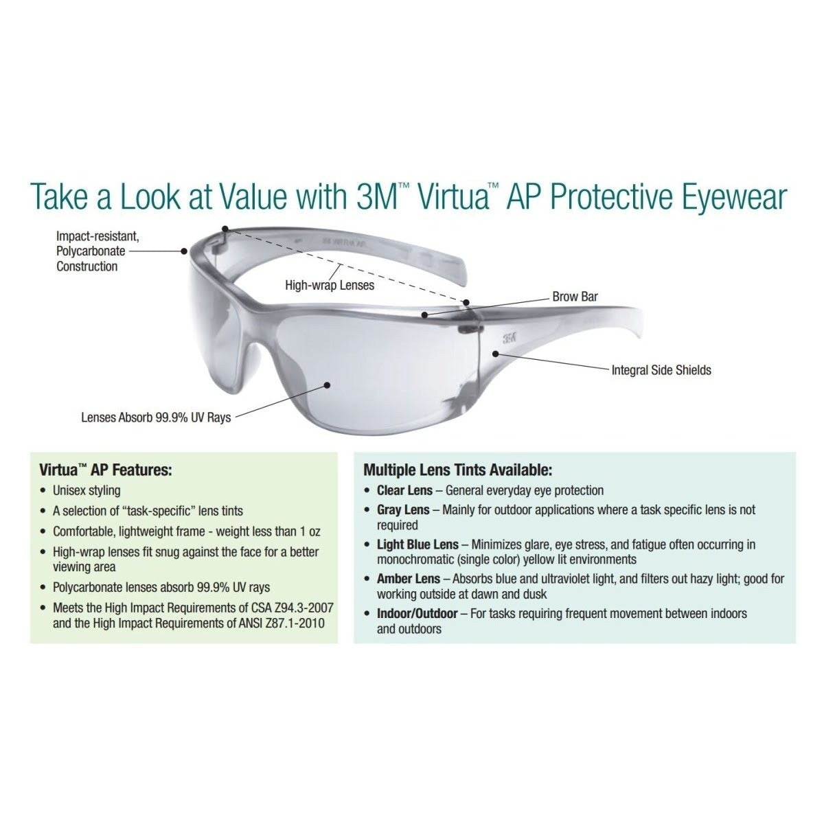 3M 11847-00000-20 Virtua AP Protective Safety Glasses, Indoor Outdoor Mirror Lens, Light Gray Frame (7000030055) (20 Pack) - 10