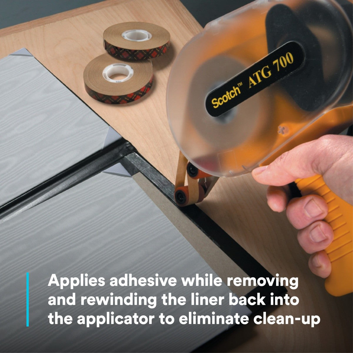 3M ATG700 Scotch Adhesive Applicator, for 1/2 in and 3/4 in wide rolls, Yellow (7000031199) (6 Pack) - 8