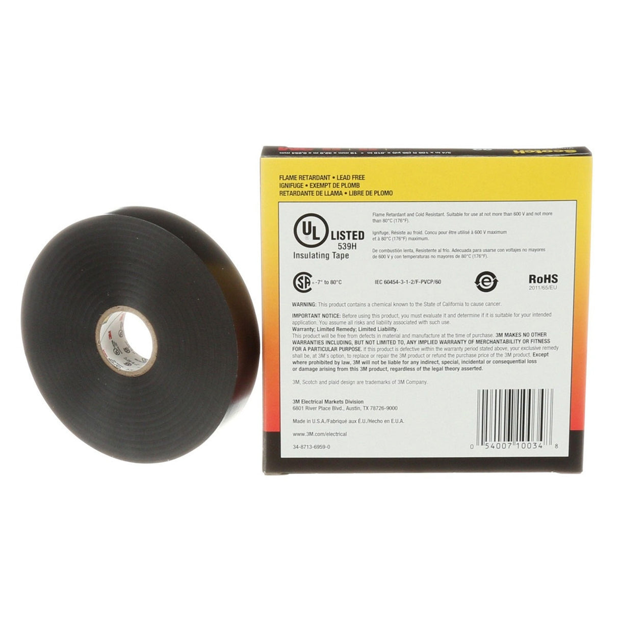 3M Scotch Heavy Duty Vinyl Electrical Tape 22, Black, 3/4 in x 36 yd (22-3/4X36YD) (7000031344) (12 Pack) - 6