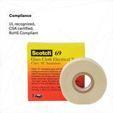 3M 7000031350 Glass Cloth Electrical Tape 69, White, 3/4 in x 36 yd - 3