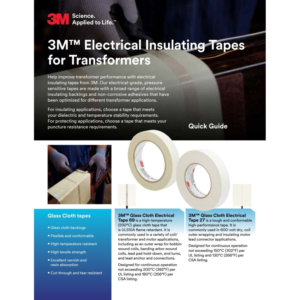 3M 69 1/2"X36YD MINI Scotch Glass Cloth Electrical Tape, Silicone Adhesive, White, 1/2 in x 36 yd (7000031352) (18 Pack) - 4