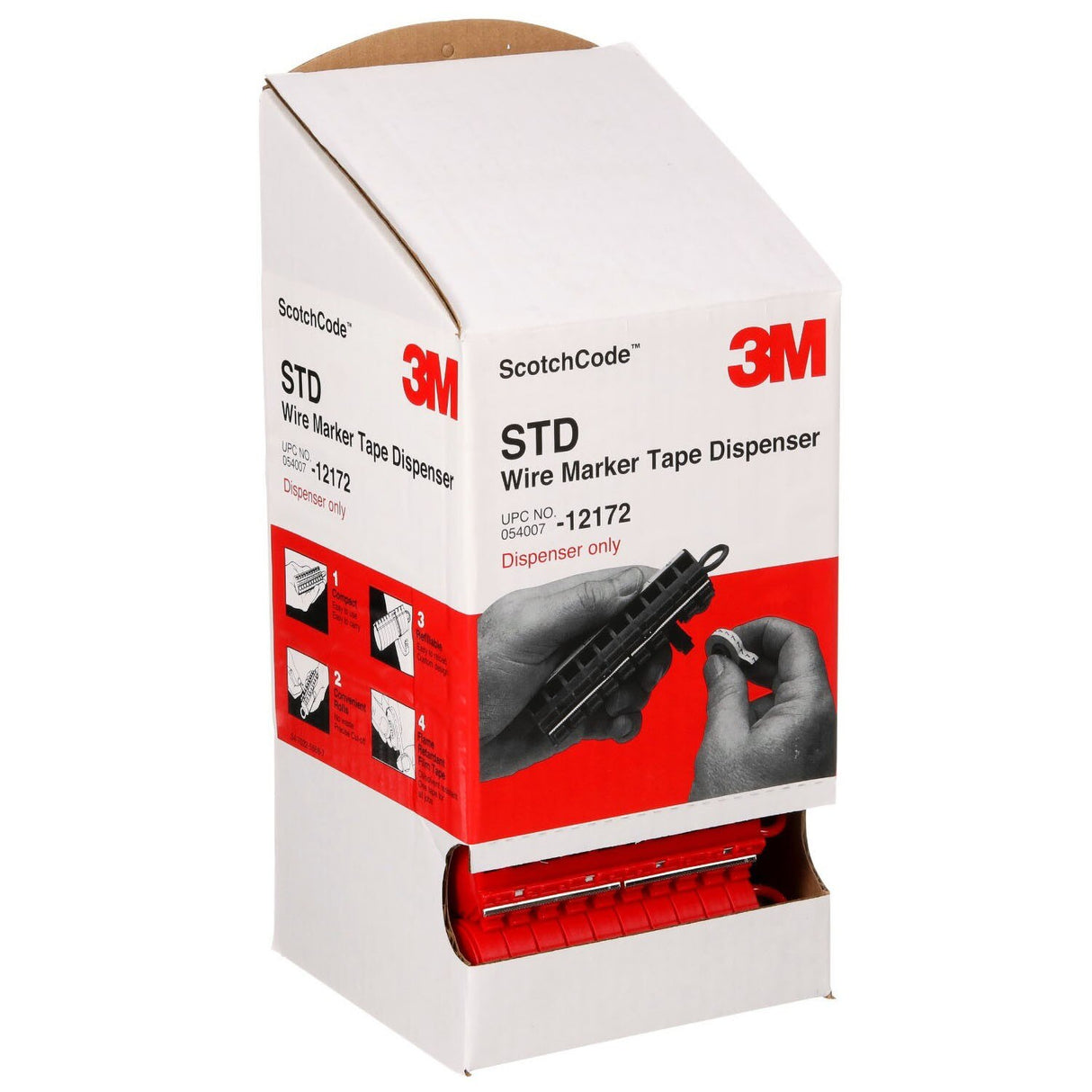 3M STD Wire Marker Tape Dispenser, Compact Dispenser Only, Red (7000031483) (25 Pack) - 6