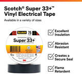 3M 33+-1.5X36YD-1.5 Scotch Super 33+ Vinyl Electrical Tape, Rubber Adhesive, PVC Backing, Black, 1-1/2 in x 36 yd, 1-1/2 in Core (7000031512) (50 Pack) - 2