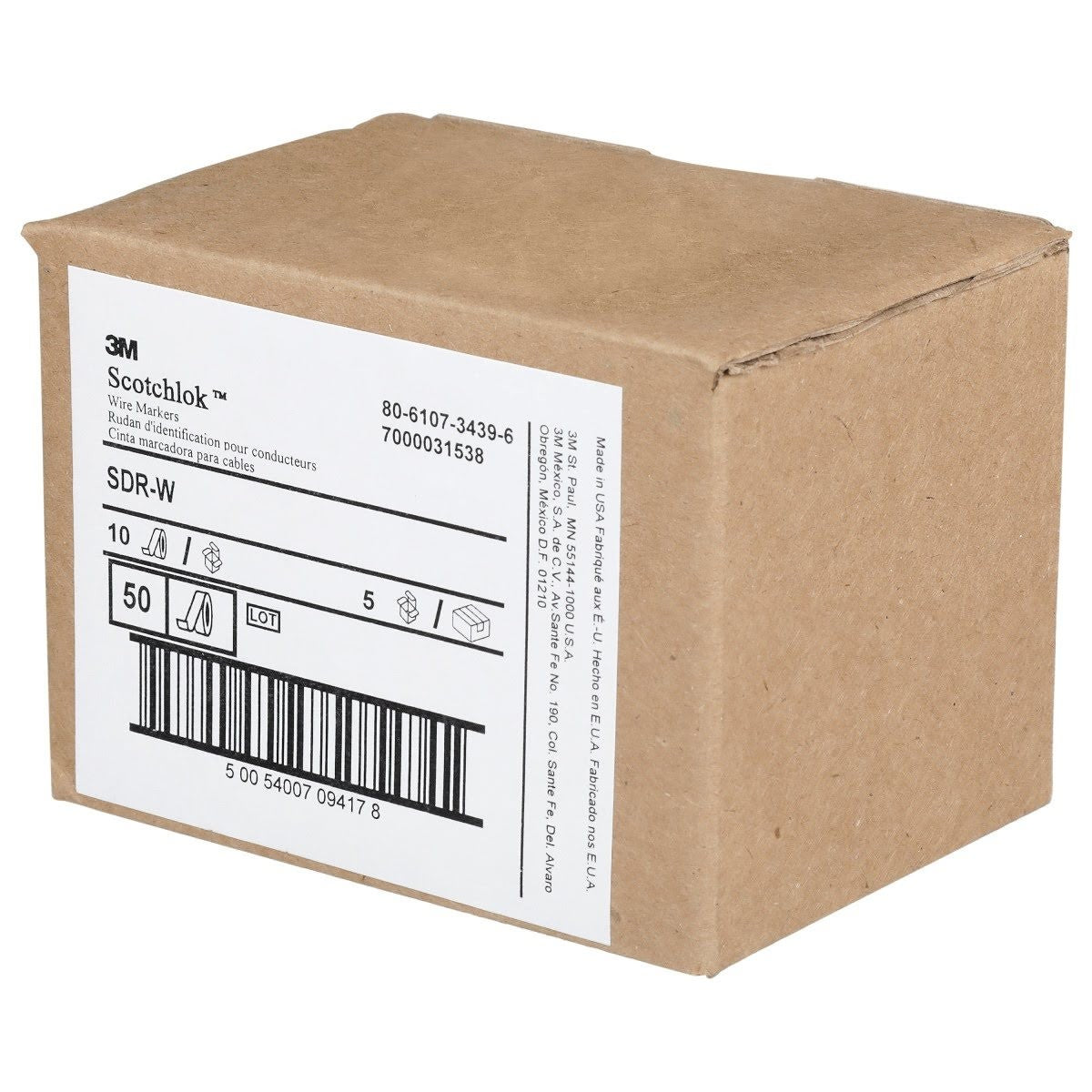 3M SDR-W Wire Marker Tape Refill Roll, Pre-printed W, White (7000031538) (10 Pack) - 6