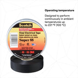 3M Scotch Vinyl Electrical Tape Super 88, Black, 3/4 in x 44 ft, Premium Grade, Rubber Resin Adhesive, PVC Backing (88-3/4X44FT) (7000031579) (10 Rolls) (10 Pack) - 3