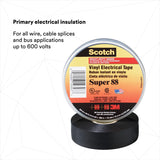3M 88-3/4X44FT Scotch Vinyl Electrical Tape Super 88, Black, 3/4 in x 44 ft, Premium Grade, Rubber Resin Adhesive, PVC Backing (7000031579) - 5