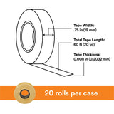 3M 7000031629 Scotch Varnished Cambric Tape 2520, Electrically Insulating, Moisture Resistant, Yellow, 8 mil, 3/4 in x 60 ft (2520-3/4X60FT) (7000031629) (20 Pack) - 2