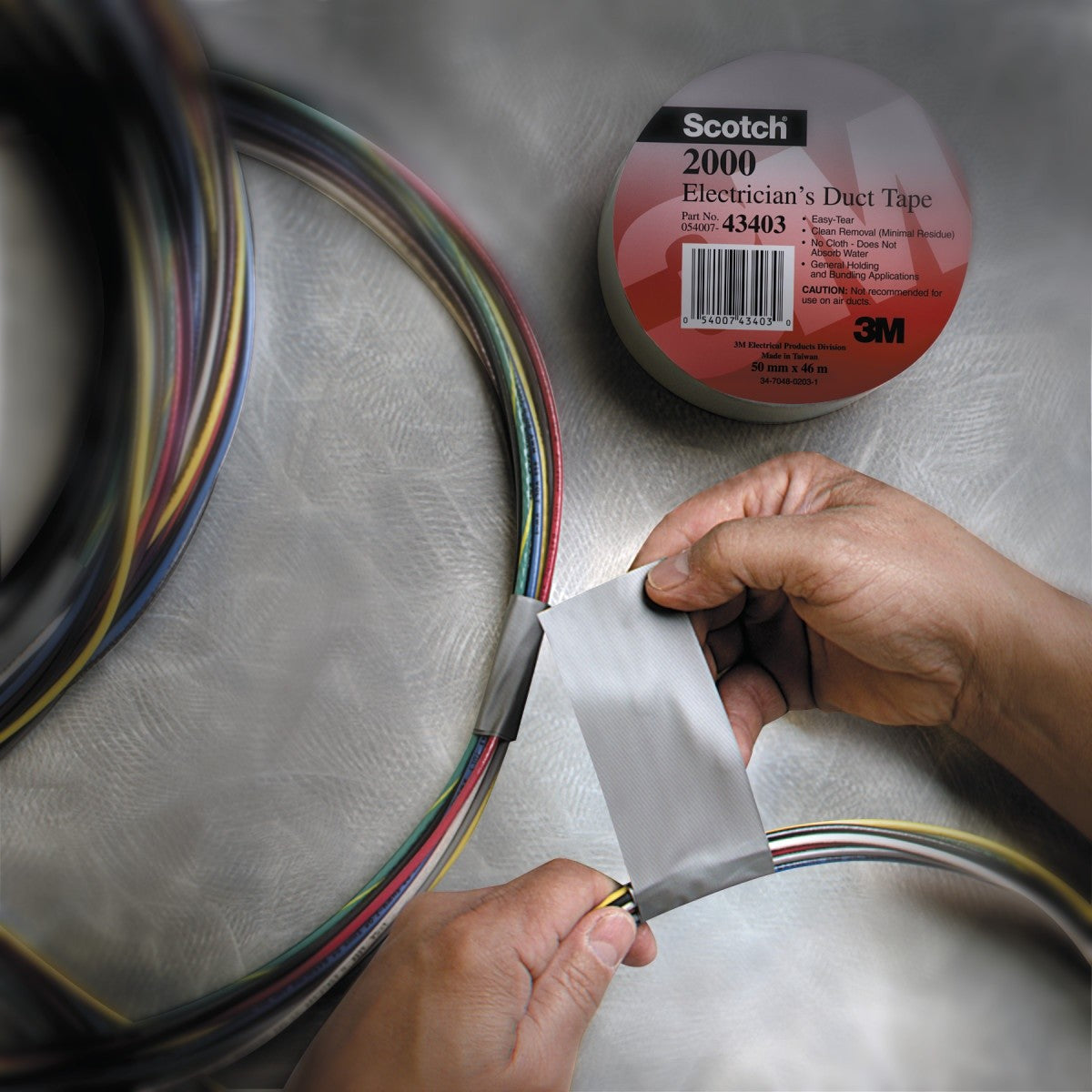3M Scotch Electricians Duct Tape 2000, Gray, 2 in x 50 yd Roll (2000-2X50YD) (7000031684) (12 Pack) - 7