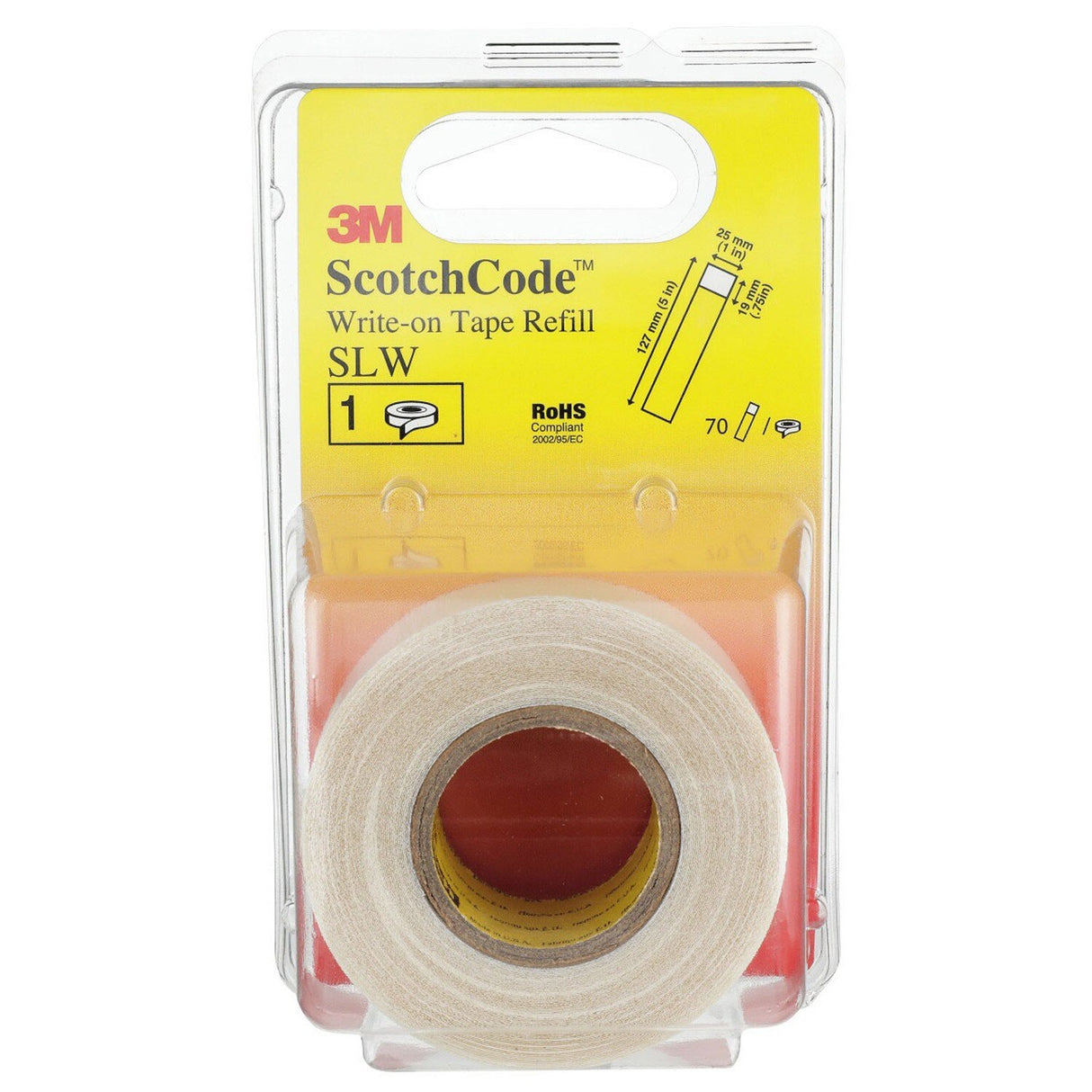 3M SLW-REFILL Write-On Tape Refill Roll, White, 1 in x 5 in for Wire Marking (7000031767) (10 Pack) - 6