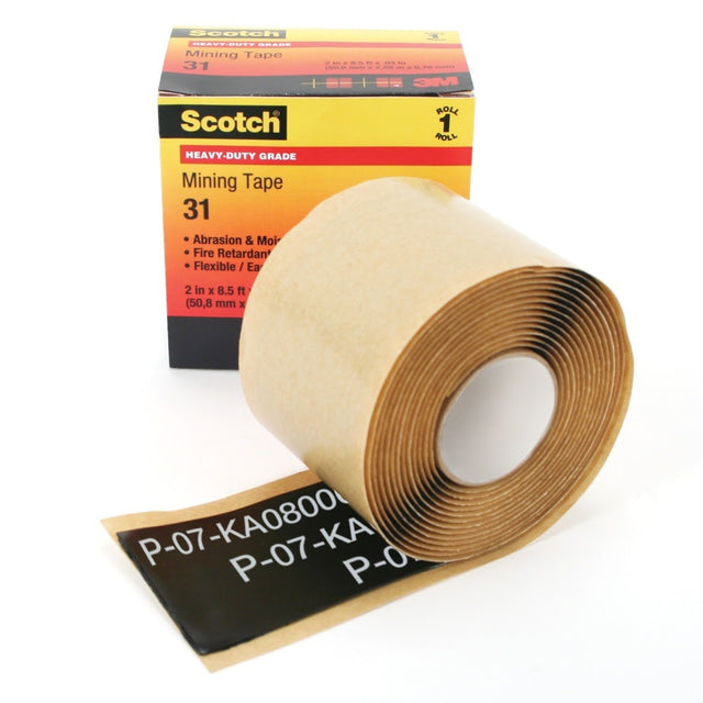 3M 31 Scotch Heavy-Duty Mining Tape, 2 in x 10 ft, Black (7000031770) (10 Pack)