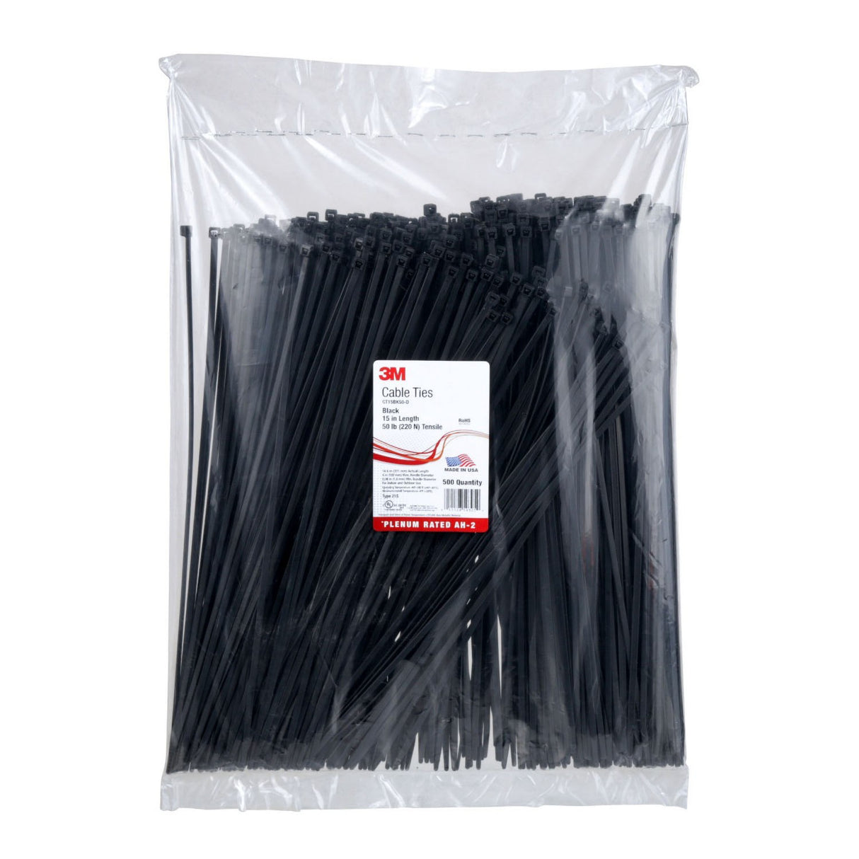 3M CT15BK50-D Standard Nylon Cable Tie, Black, 50 lb, 15 in (7000031858) (2500 Pack) - 4