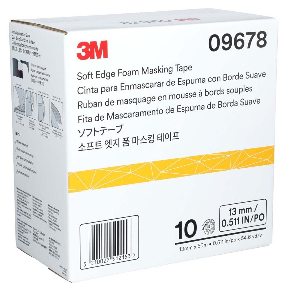 3M 7000034663 Soft Edge Foam Masking Tape, 09678, 1/2 in x 165 ft - 3