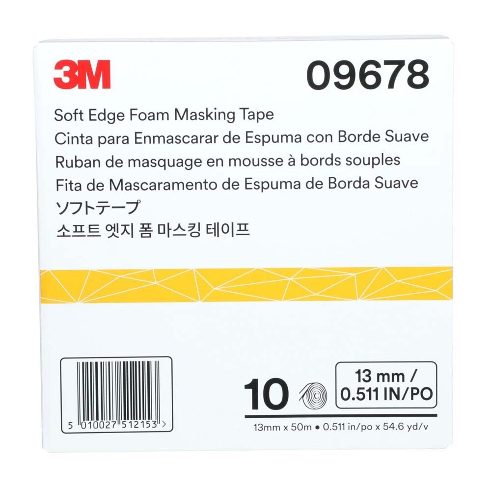 3M 7000034663 Soft Edge Foam Masking Tape, 09678, 1/2 in x 165 ft - 6