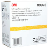 3M 09973 Soft Edge Foam Masking Tape, White, 3/4 in x 115 ft (19 mm x 35 m), 1 Roll Case (7000034664) - 3