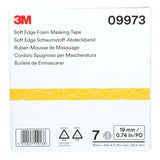3M 09973 Soft Edge Foam Masking Tape, White, 3/4 in x 115 ft (19 mm x 35 m), 1 Roll Case (7000034664) - 4