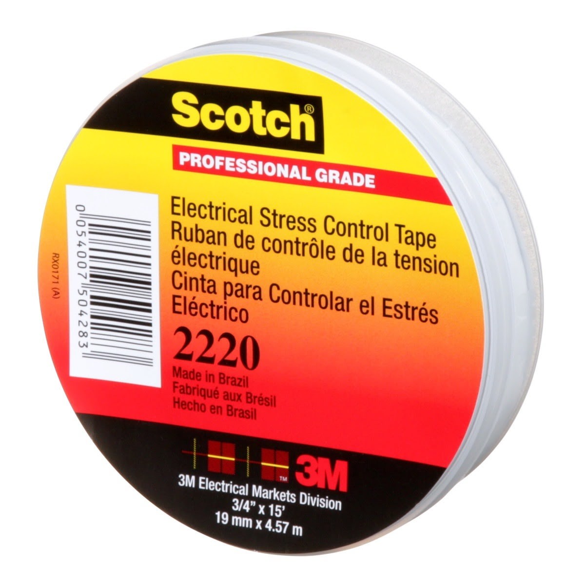 3M 2220 Scotch Electrical Stress Control Tape, 3/4 in x 15 ft, Gray (7000034806) (100 Pack) - 7