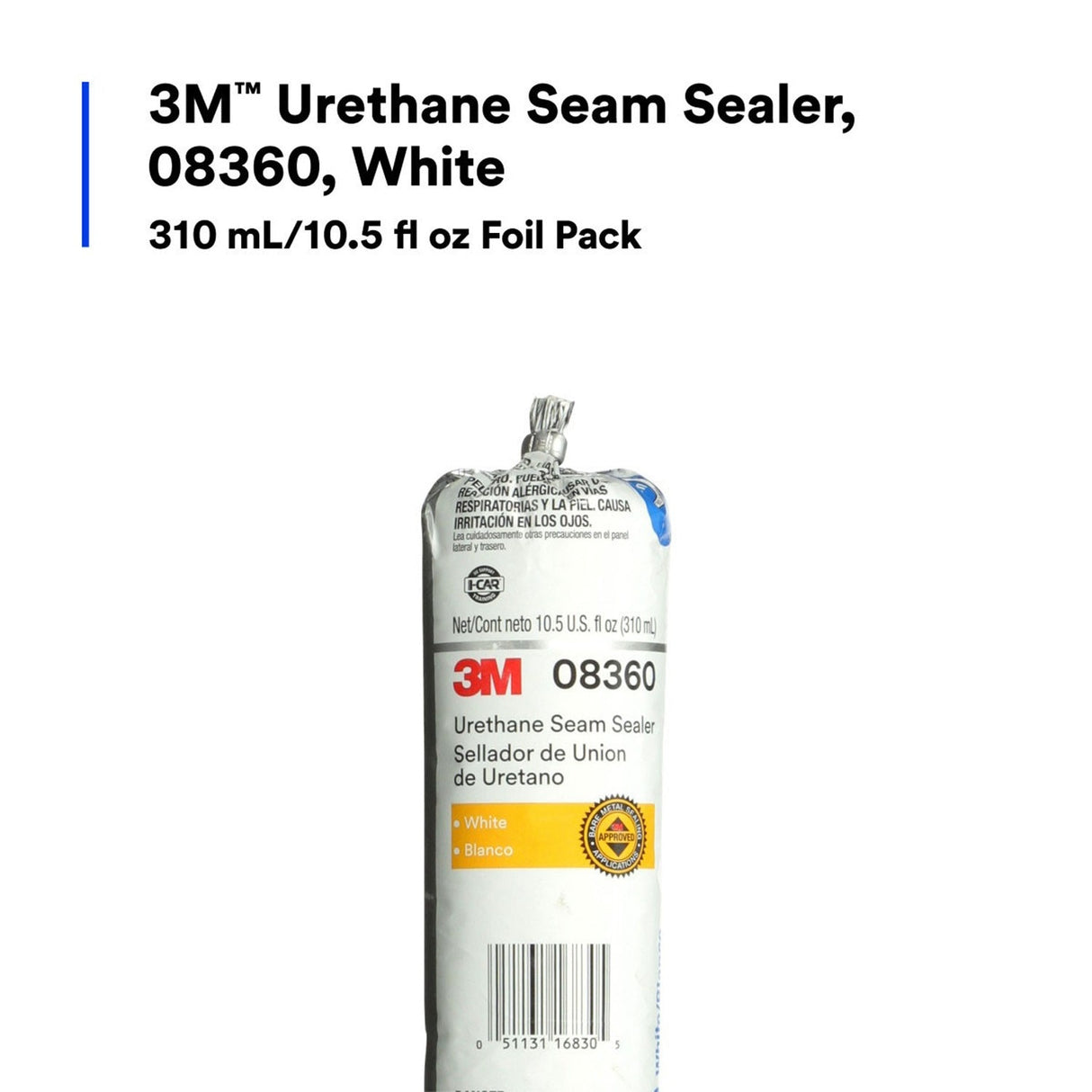 3M 08360 Urethane Seam Sealer, White, High Solids, Permanently Flexible, Moisture-Curing, 310 mL/10.5 fl oz Foil Pack (7000036353) (6 Pack) - 8